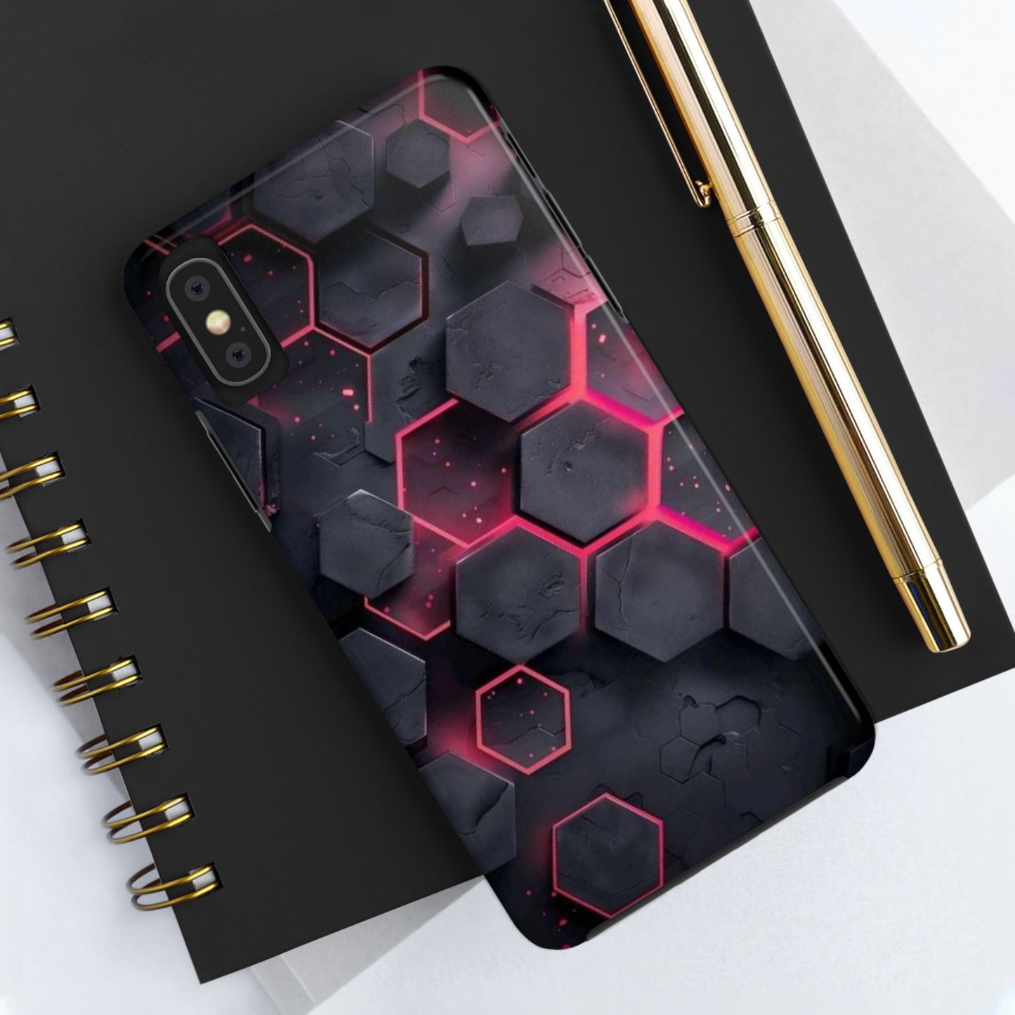 Stylish Tough Phone Cases with Hexagonal Design - Durable Protection for Tech Lovers
