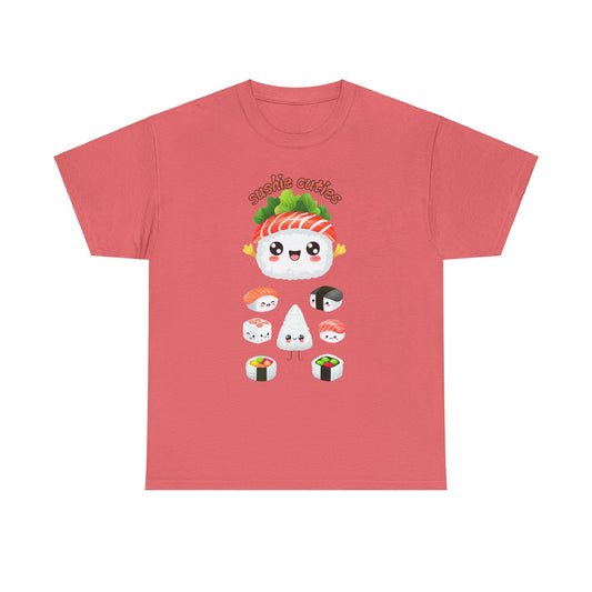 Sushi Cuties Unisex Heavy Cotton Tee - Cute Sushi Graphic Tee for Food Lovers