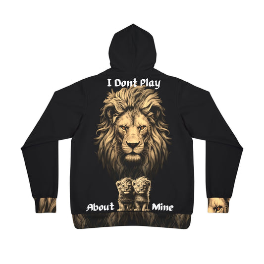"Black & Gold Lion Pride Hoodie – Bold & Fierce 'I Don’t Play About Mine' Design"