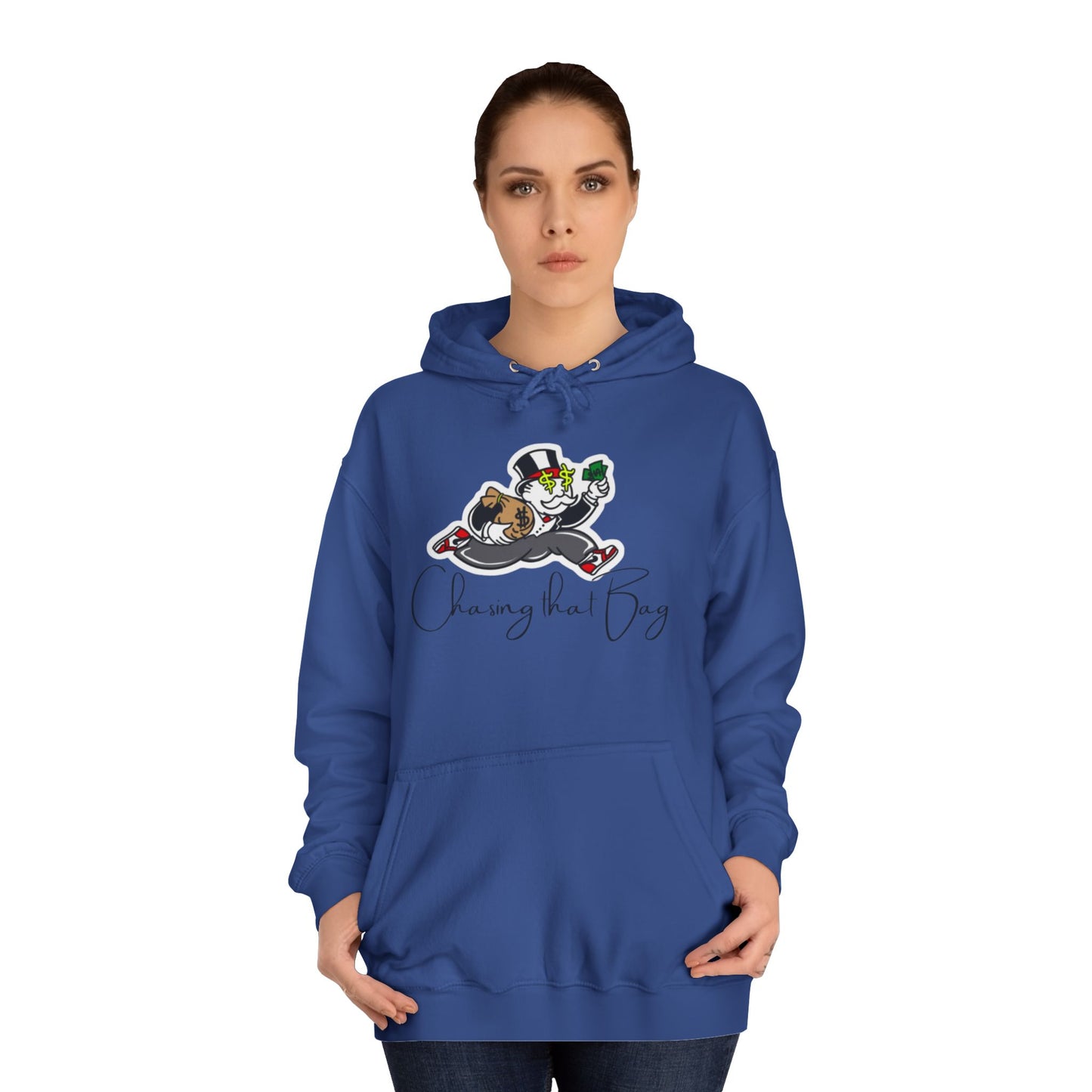 Money Green Men’s Hoodie – "Chasing the Bag" Hustle-Inspired Pullover with Drawstrings & Kangaroo Pocket