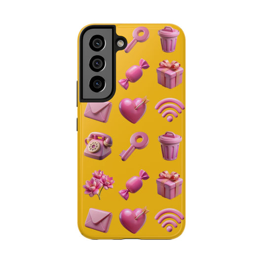 Cute and Colorful Tough Phone Case - Pink Emojis Design