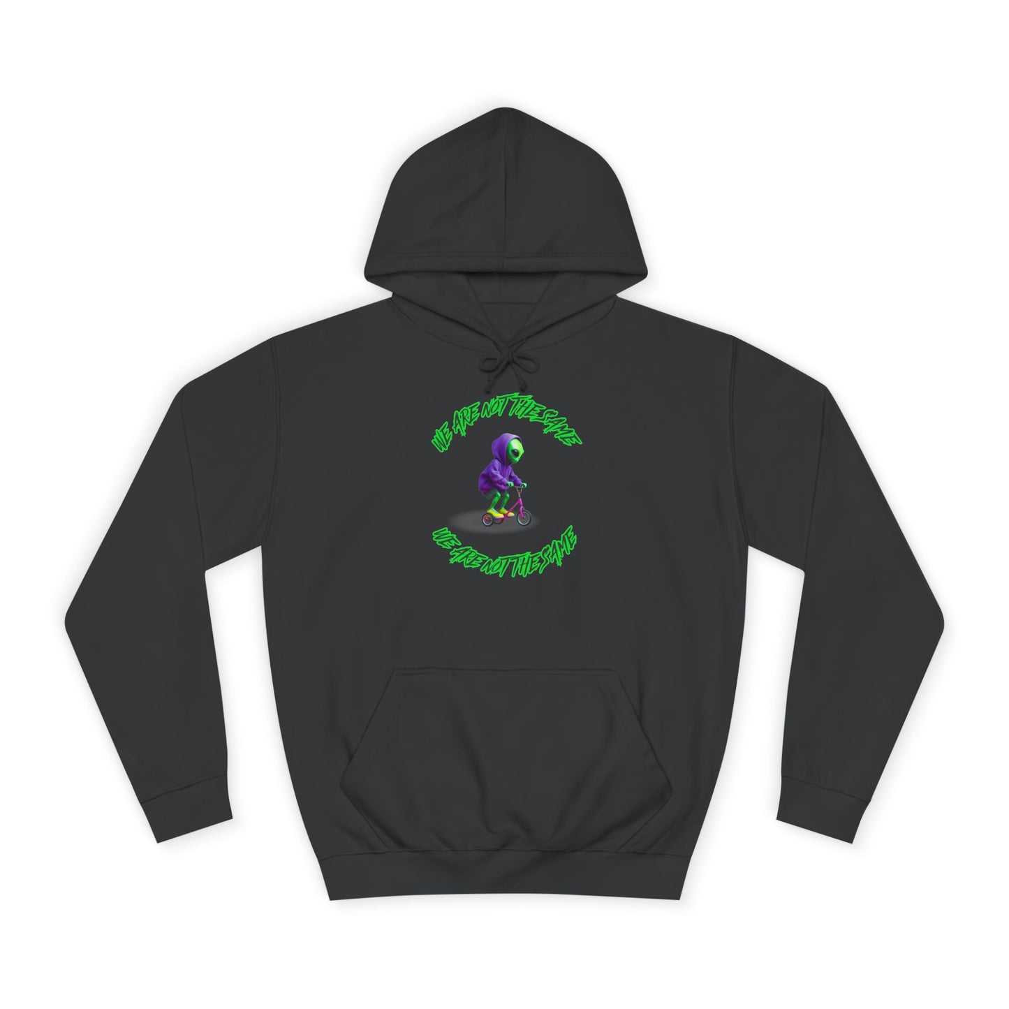 Cosmic Charcoal Hoodie for Men & Women – Alien "We Are Not The Same" Statement