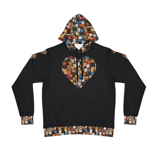 🐾 Heartfelt Animal Print Athletic Hoodie – Sleek Black Hoodie for Pet Lovers & Animal Enthusiasts 🖤✨