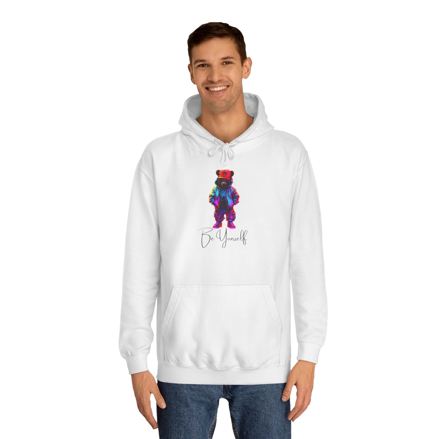 White Ice Hoodie for Men – When They Need Me Graphic with Drawstrings & Kangaroo Pocket