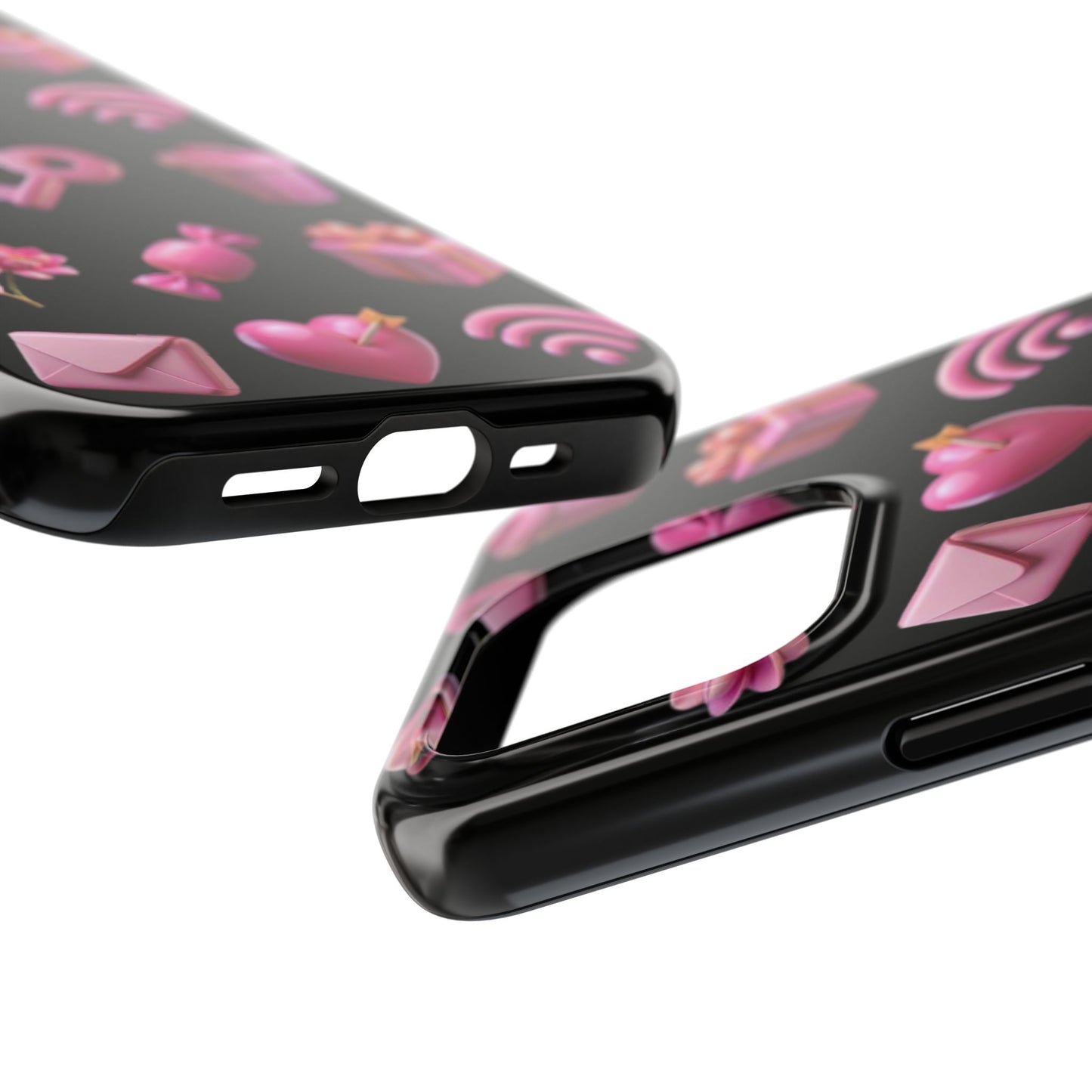 Cute and Colorful Tough Phone Case - Pink Emojis Design
