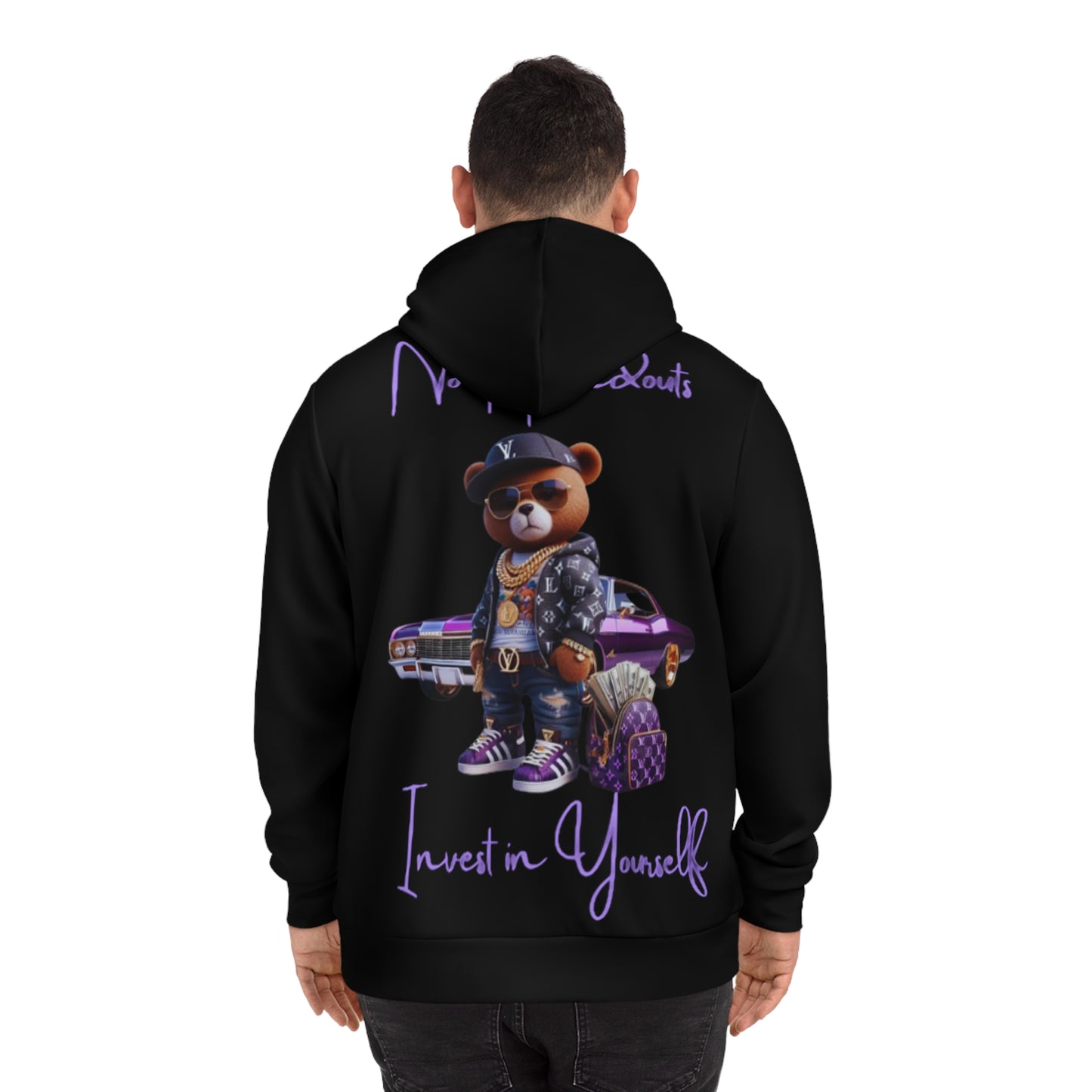 Midnight Charge Black Hoodie for Men – Invest in Yourself Hustle Bear Motivation