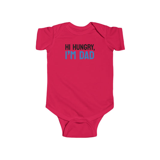 Cherry Red Funny Baby Bodysuit – "Hi Hungry, I'm Dad" Hilarious New Parent Gift
