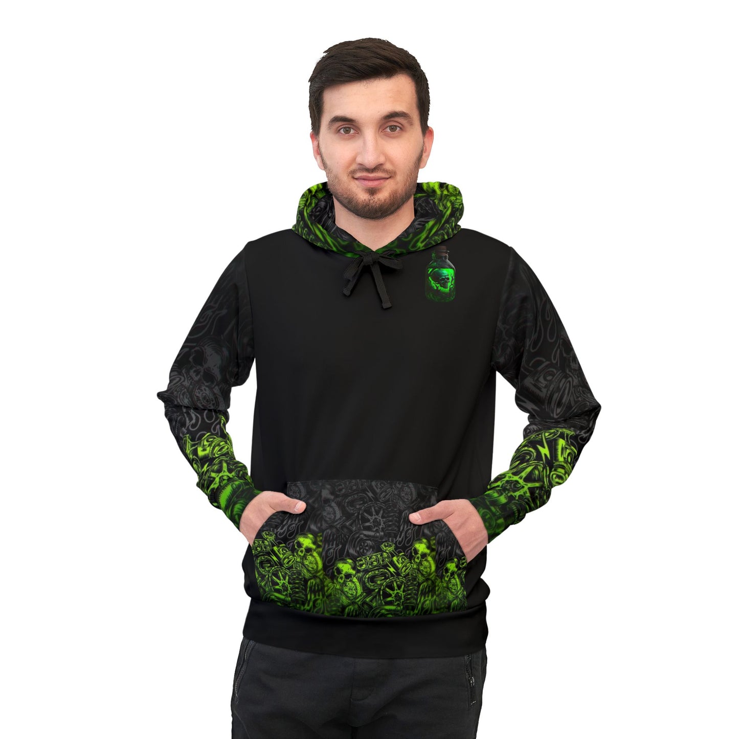 💀 Vibrant Green Skull Graphic Hoodie – Bold & Edgy Streetwear for Men & Women