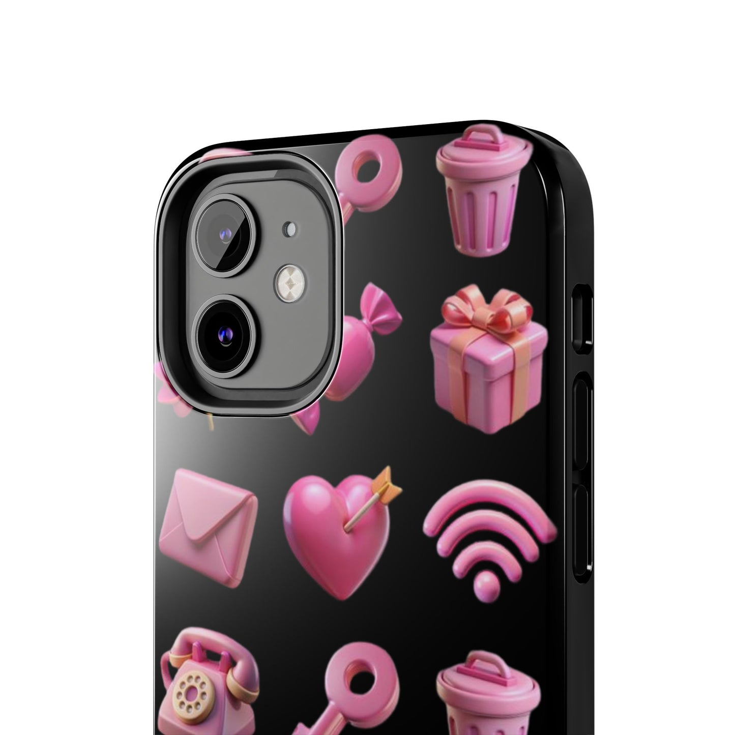 Cute and Colorful Tough Phone Case - Pink Emojis Design