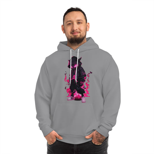 Silver Mist Grey Hoodie for Men & Women – Silent Flame Icon with Pink Fire Streetwear