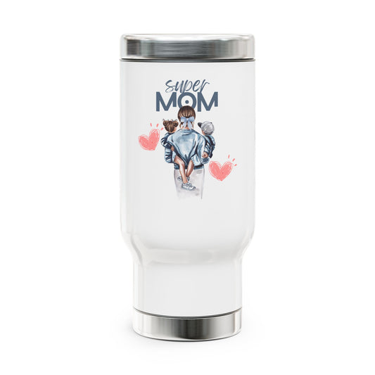 Super Mom Stainless Steel Mug - 14oz Coffee Cup with Handle | Gift for Mothers 💪☕️