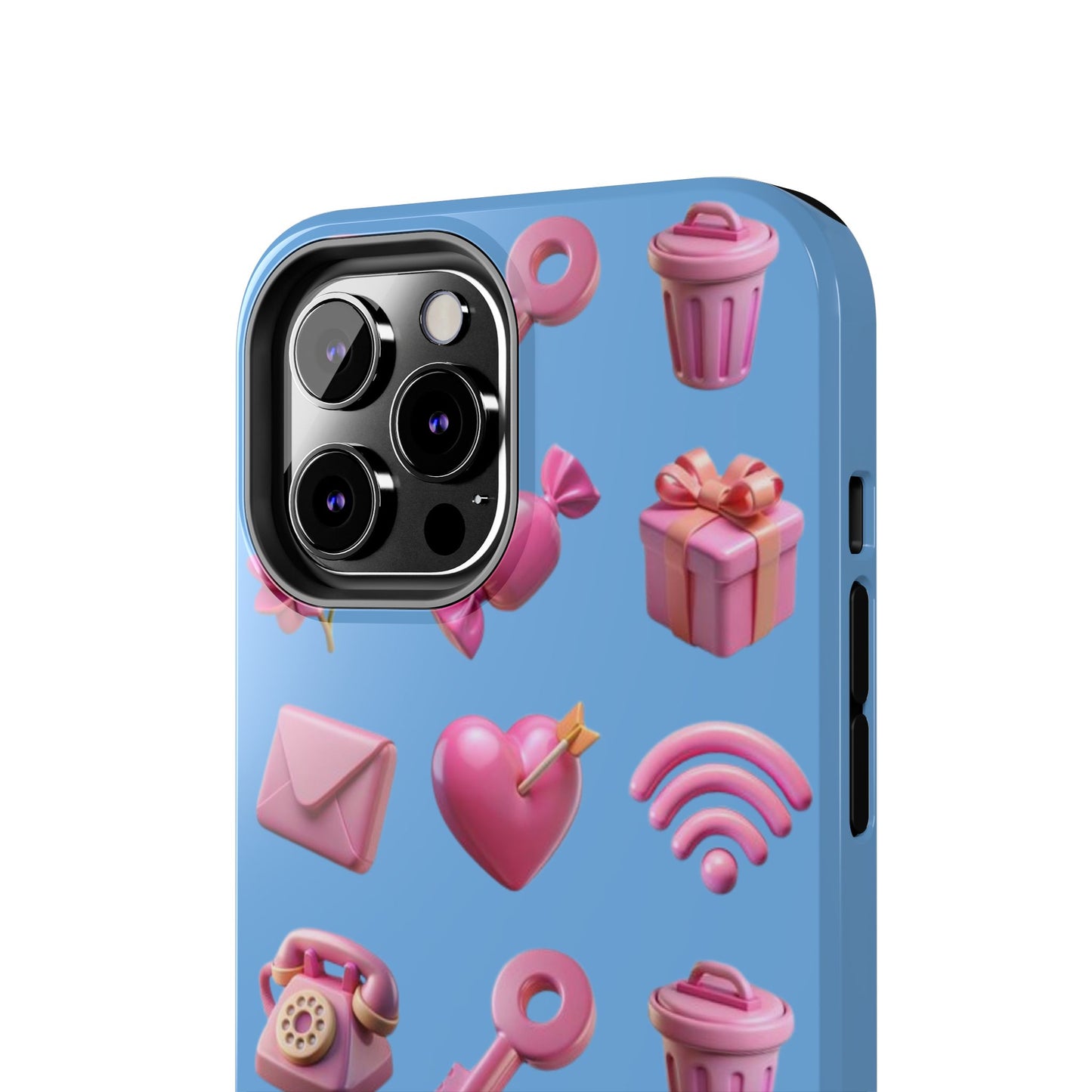 Cute and Colorful Tough Phone Case - Pink Emojis Design