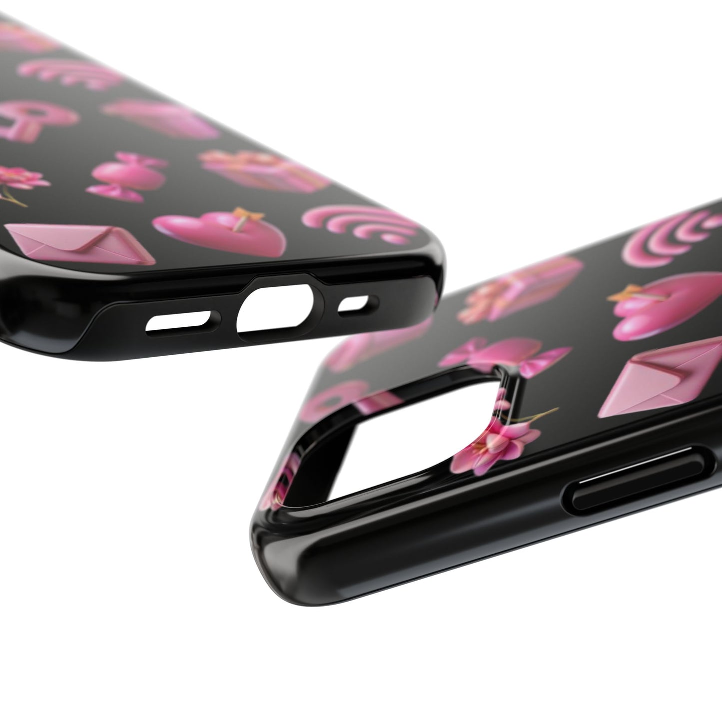 Cute and Colorful Tough Phone Case - Pink Emojis Design