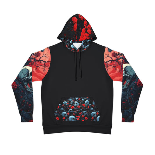 💀 Black Hoodie – Bold Blue Skulls Graphic Streetwear Sweatshirt