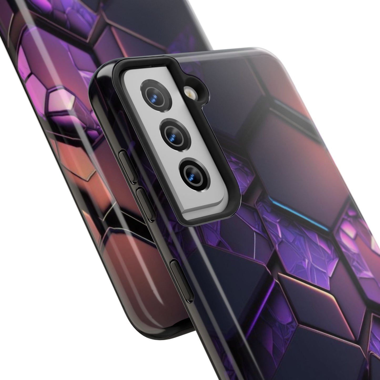 Hexagonal Tough Phone Case - Vibrant Protective Design for Tech Enthusiasts