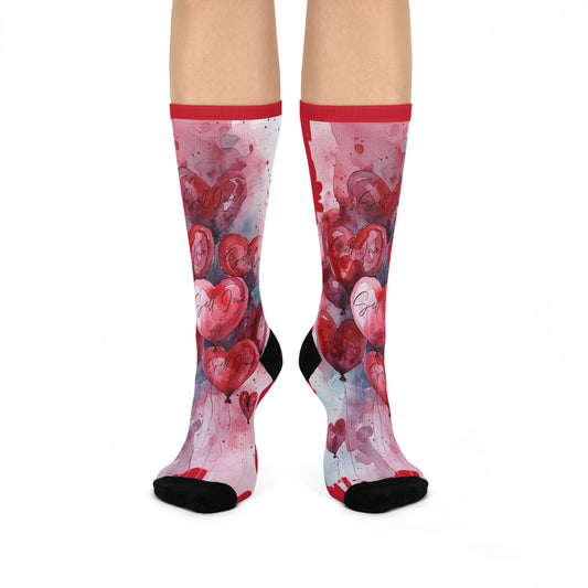 Cushioned Crew Socks Hearts For Valentine's