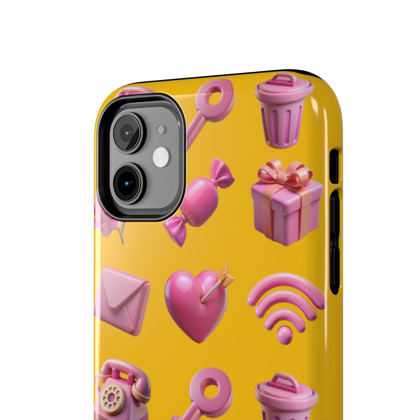 Cute and Colorful Tough Phone Case - Pink Emojis Design
