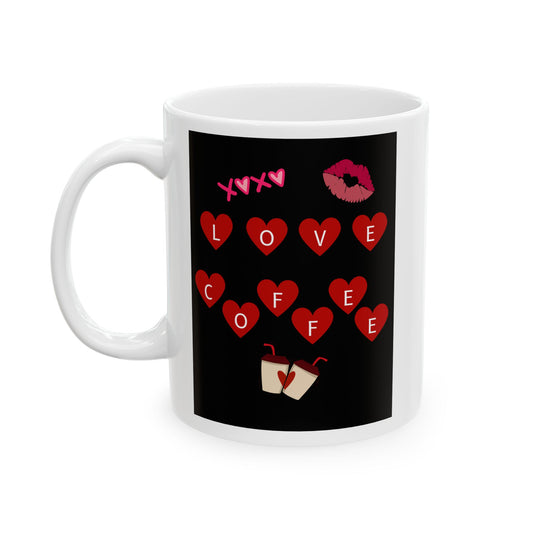 Ceramic Mug - Love Coffee Hearts Perfect Gift for Valentine’s Day