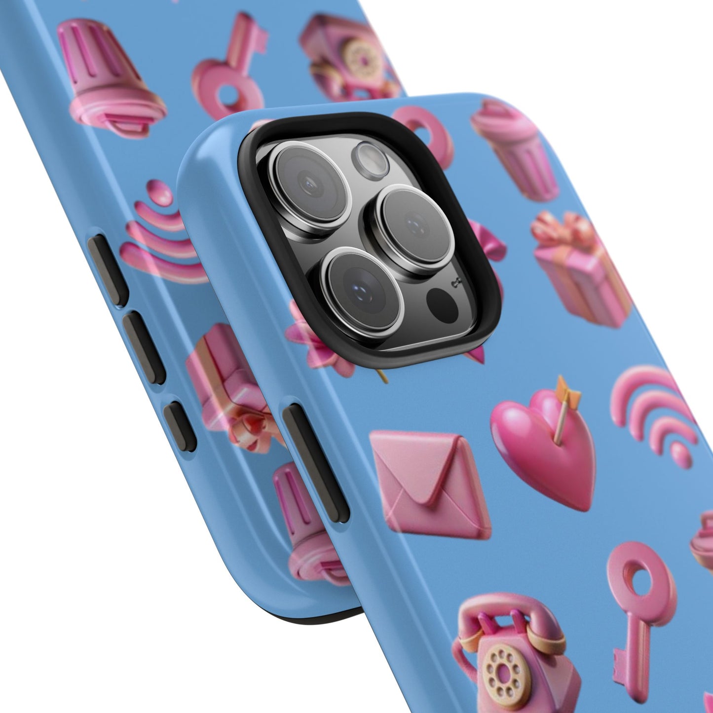 Cute and Colorful Tough Phone Case - Pink Emojis Design