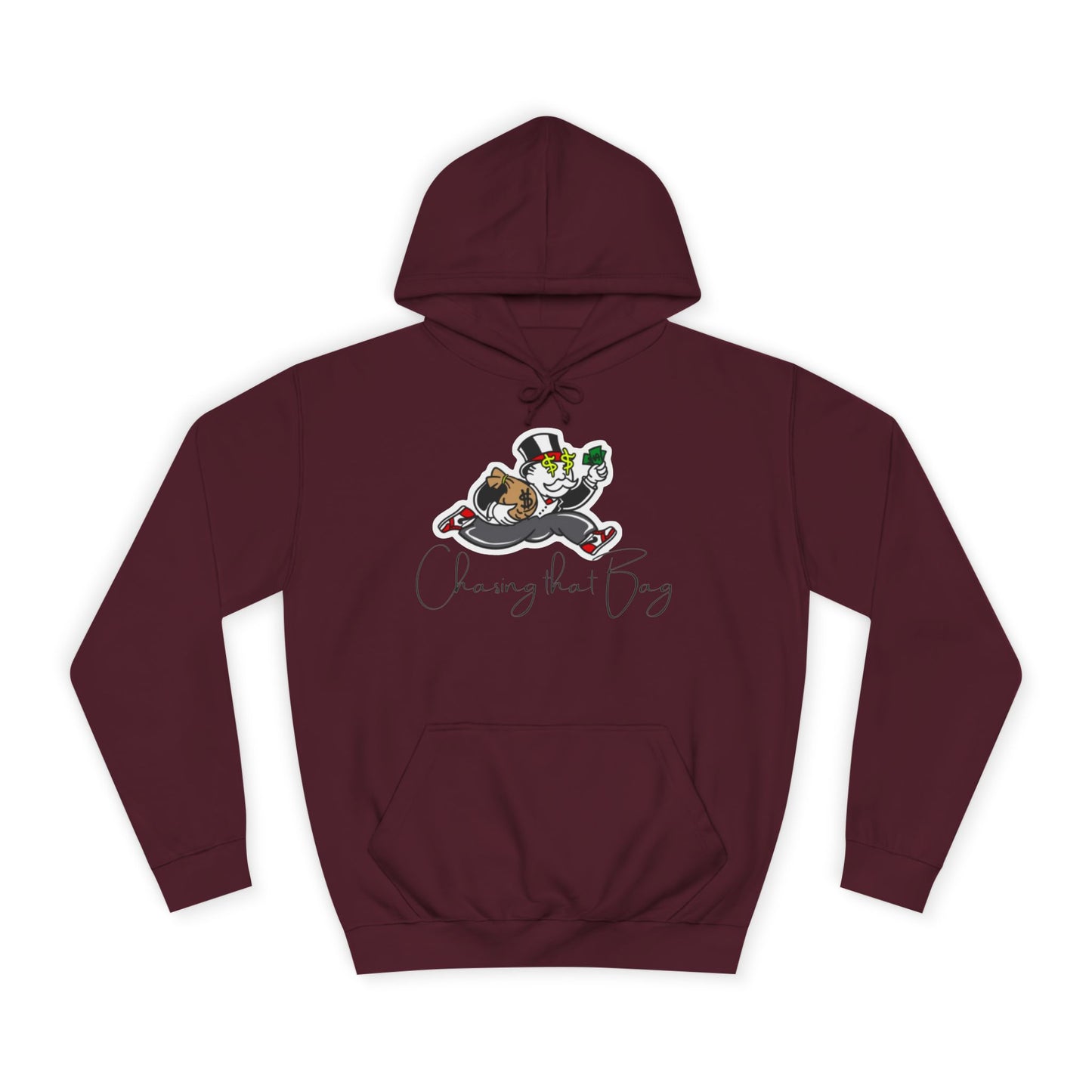 Money Green Men’s Hoodie – "Chasing the Bag" Hustle-Inspired Pullover with Drawstrings & Kangaroo Pocket