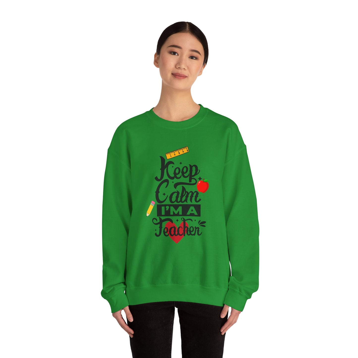 Chalkboard Calm Baby Blue Sweatshirt for Women – Keep Calm I'm a Teacher Appreciation Crew