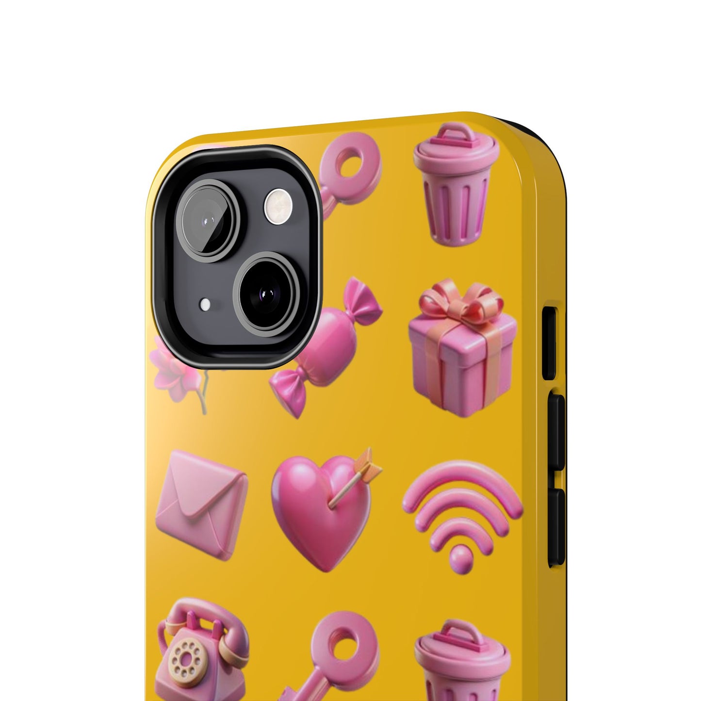 Cute and Colorful Tough Phone Case - Pink Emojis Design
