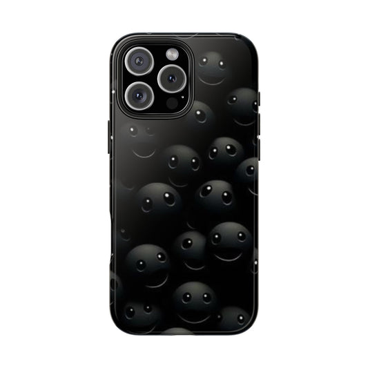 😊 Cute Smiley Face Black Tough Phone Case – Fun & Durable Protection for iPhone & Android