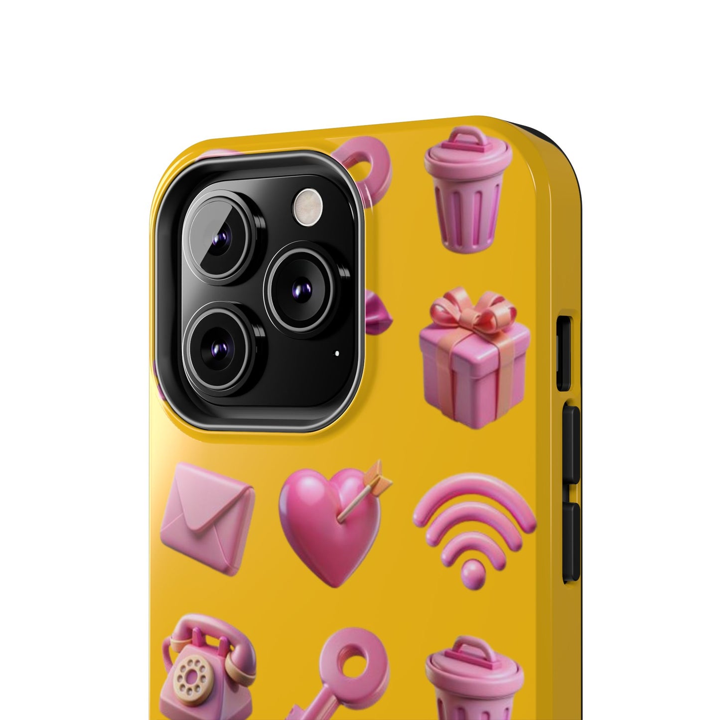 Cute and Colorful Tough Phone Case - Pink Emojis Design