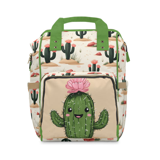 Cactus Print Multifunctional Diaper Backpack – Stylish & Practical Baby Bag 🌵👜