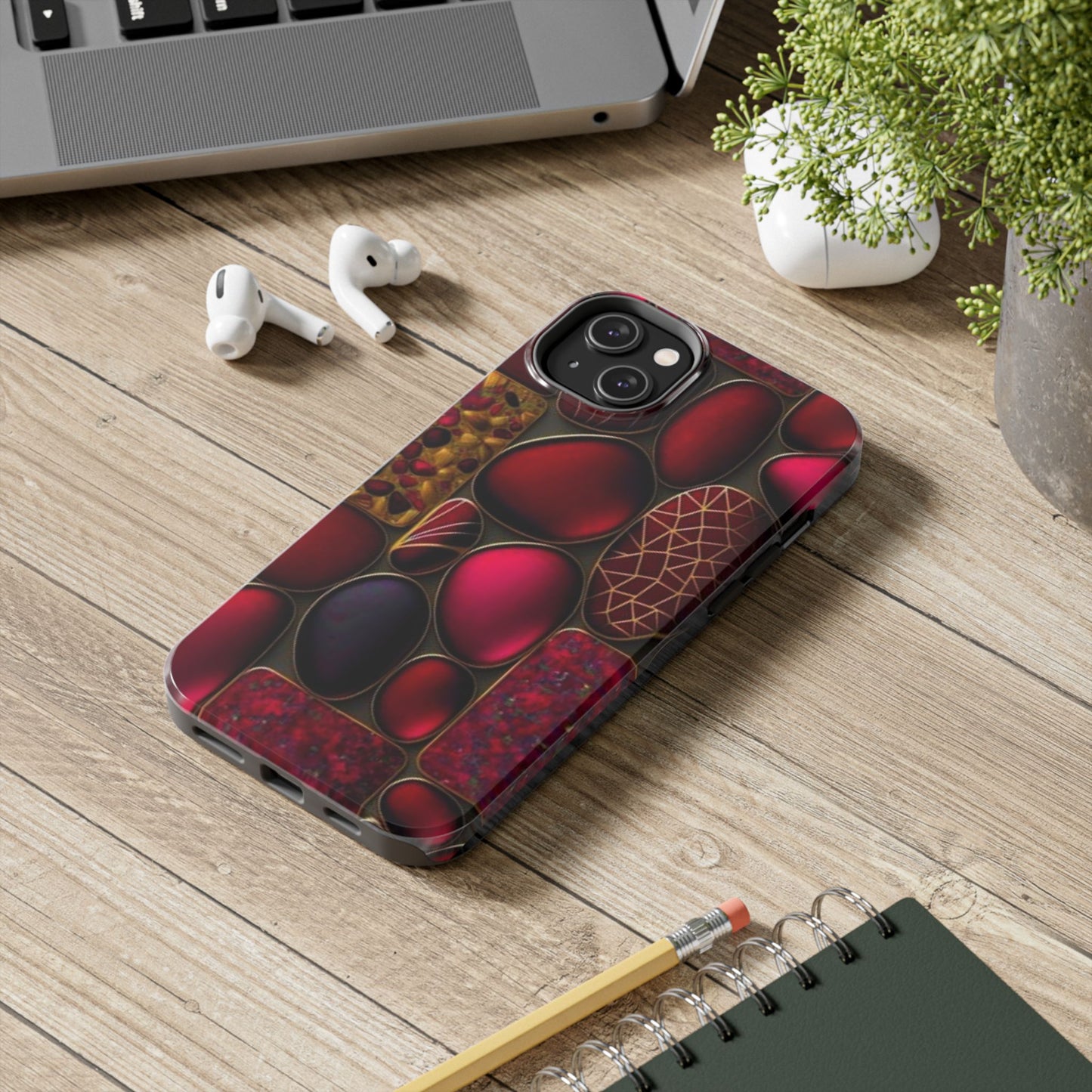 🔴 Tough Phone Cases – Red Stones Design for iPhone & Android – Durable Protection & Stylish Look