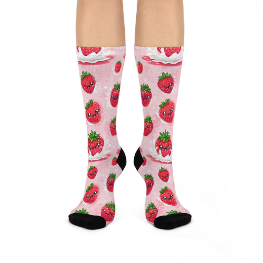 Cushioned Crew Socks Strawberries