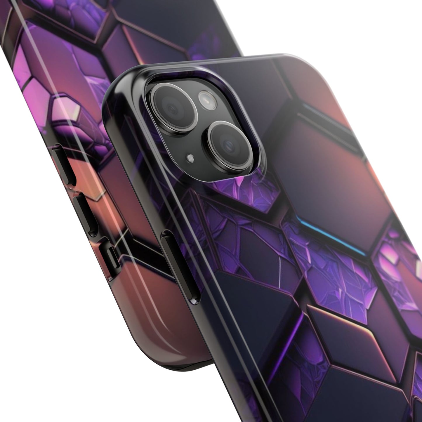 Hexagonal Tough Phone Case - Vibrant Protective Design for Tech Enthusiasts