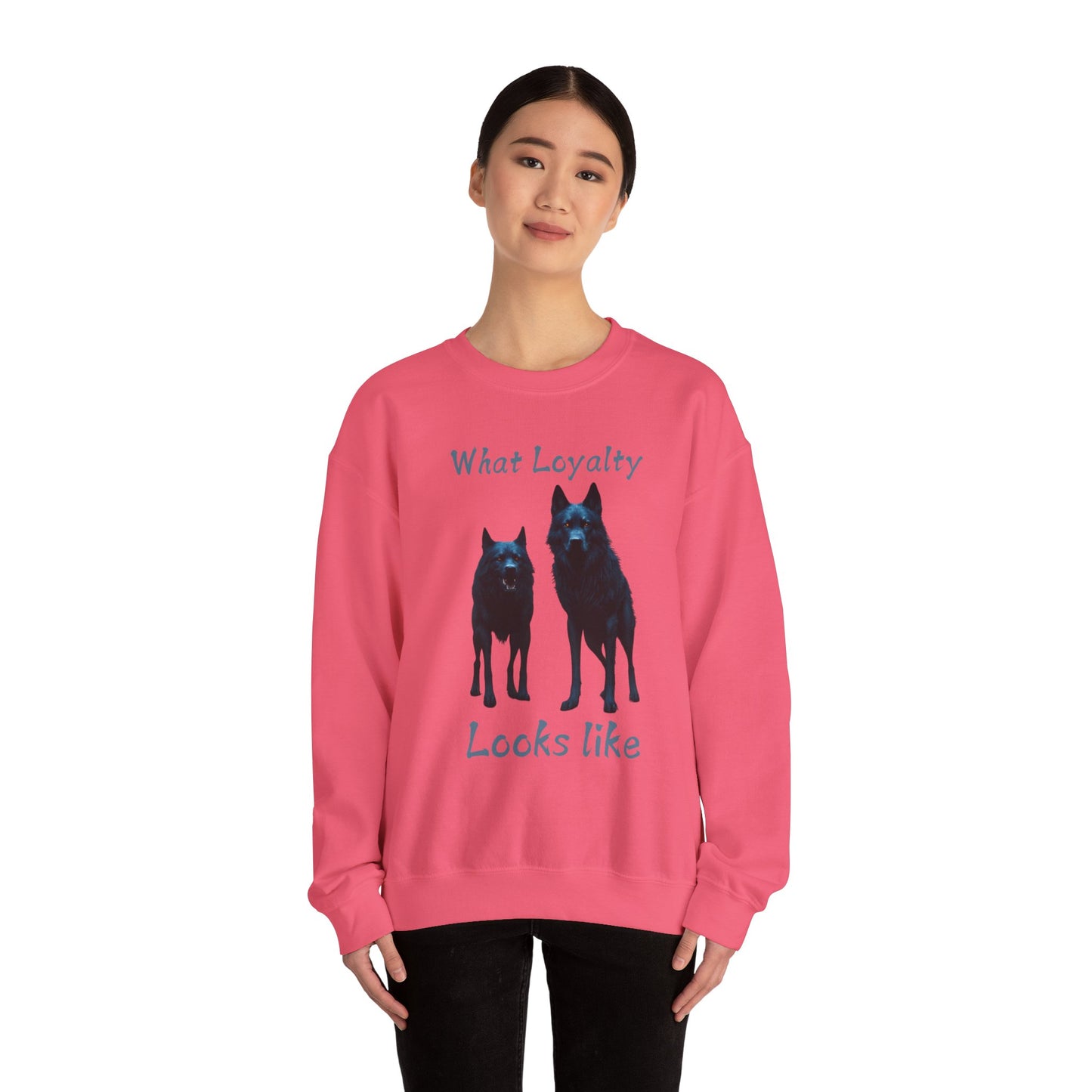 🐾 Funny Dog Lover Red Sweatshirt – "What Loyalty Looks Like" Design for Dog Owners & Pet Lovers