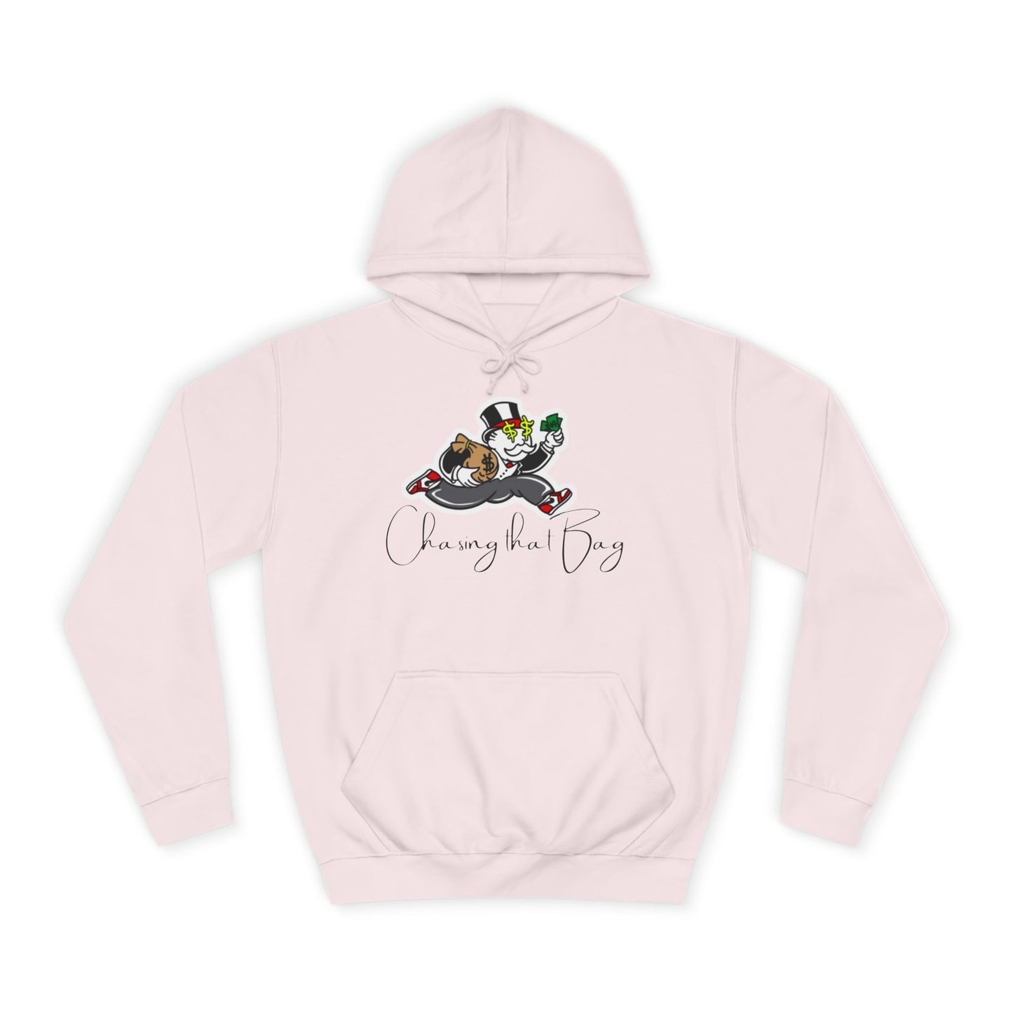 Money Green Men’s Hoodie – "Chasing the Bag" Hustle-Inspired Pullover with Drawstrings & Kangaroo Pocket