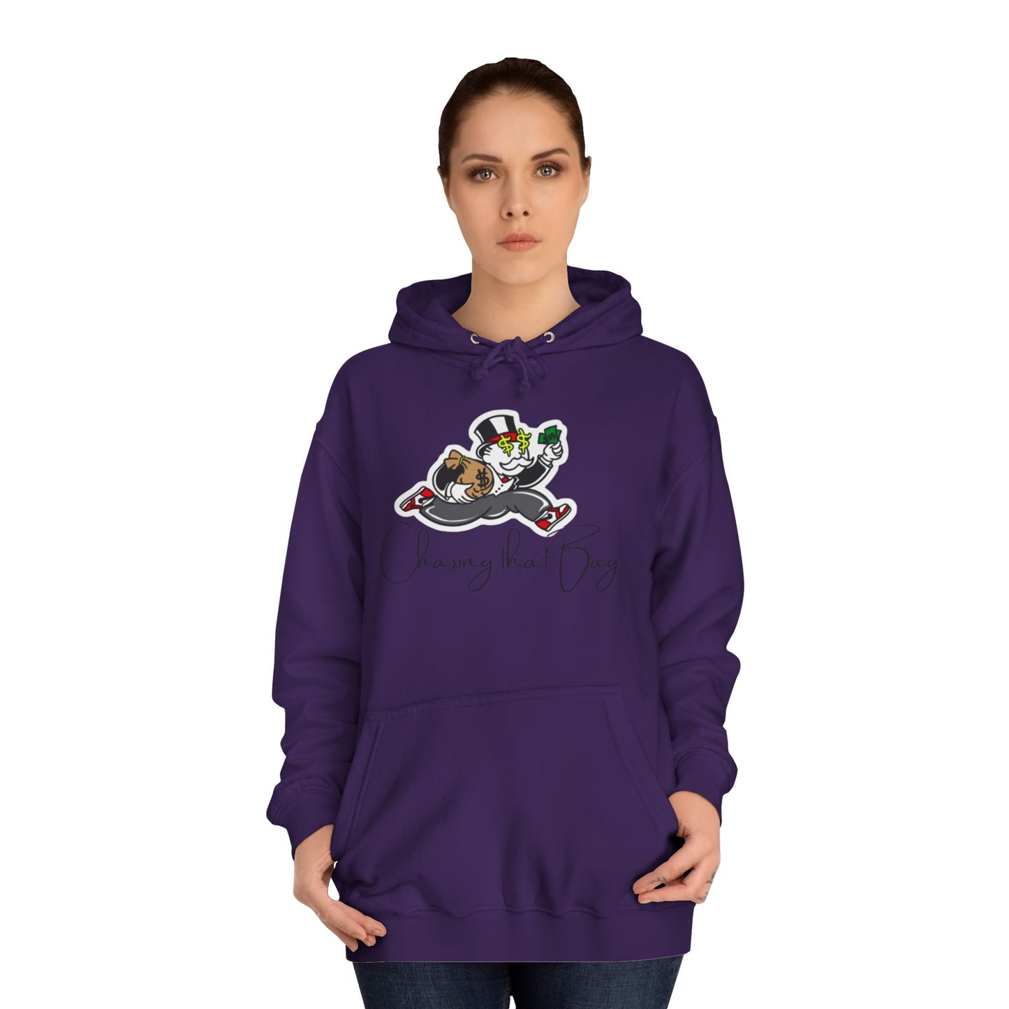 Money Green Men’s Hoodie – "Chasing the Bag" Hustle-Inspired Pullover with Drawstrings & Kangaroo Pocket