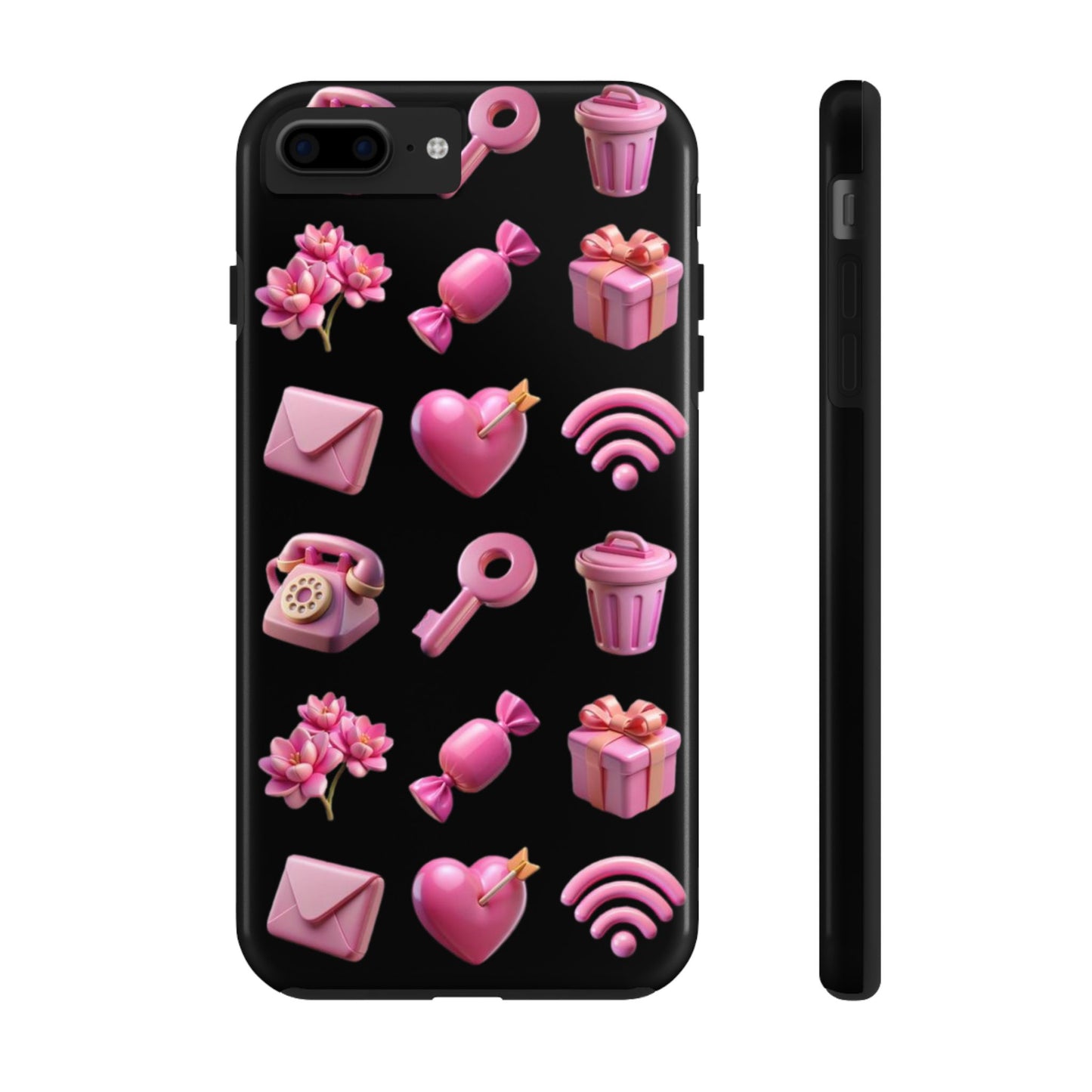 Cute and Colorful Tough Phone Case - Pink Emojis Design