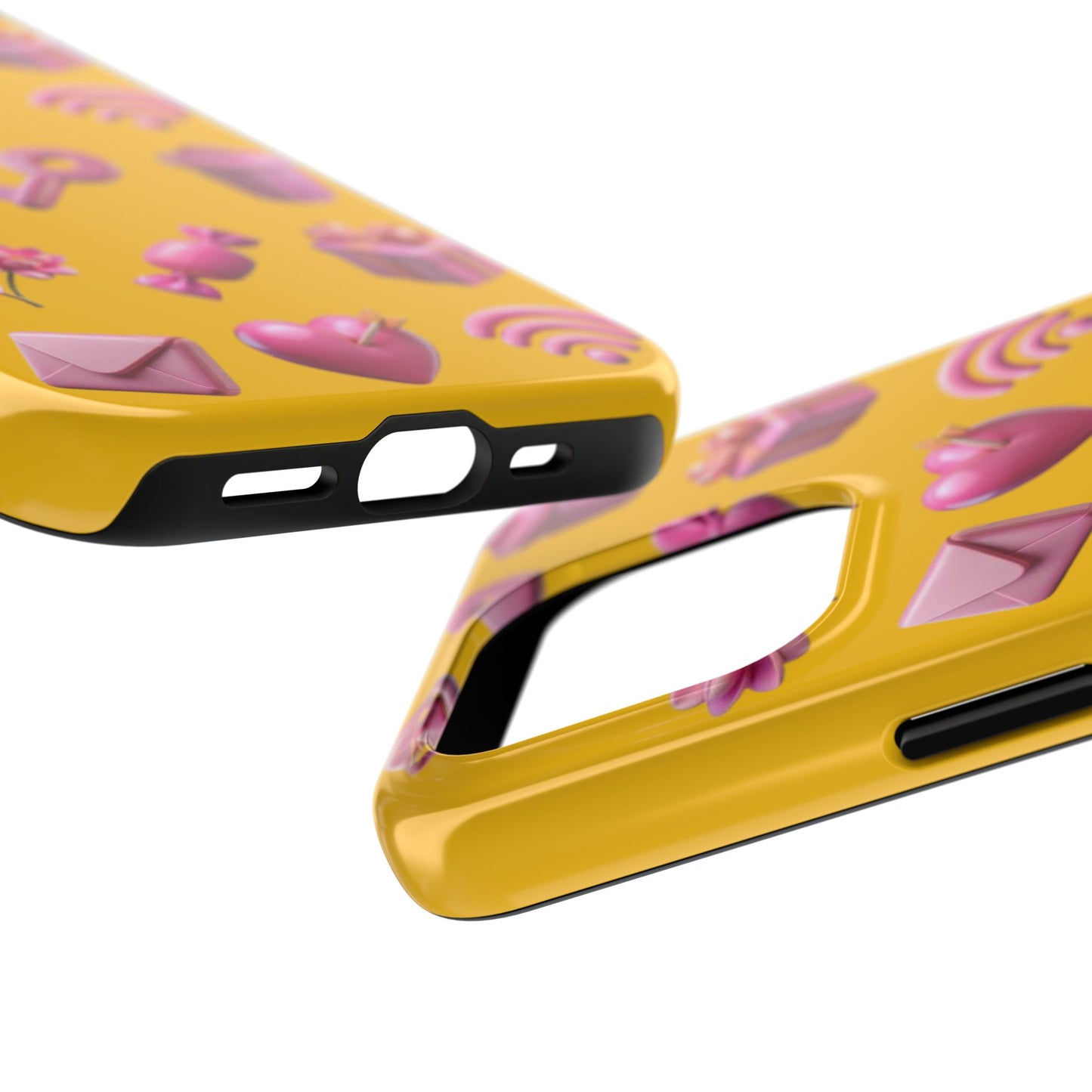 Cute and Colorful Tough Phone Case - Pink Emojis Design