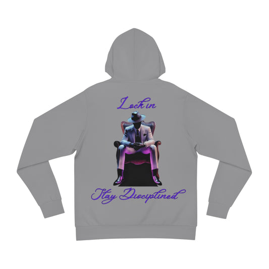 Titanium Grey Sublimated Hoodie – "Lock In, Stay Disciplined" Motivational Pullover with Drawstrings & Kangaroo Pocket