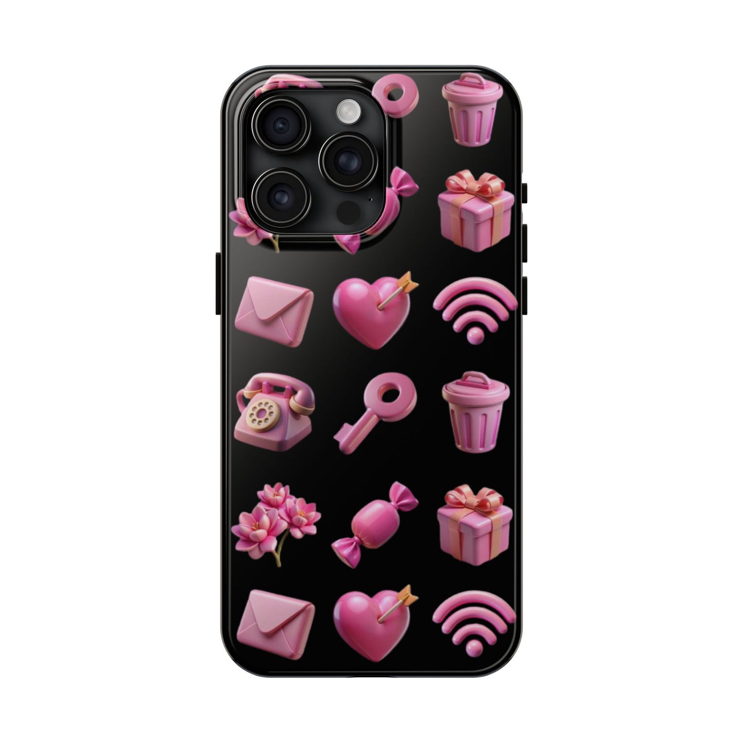 Cute and Colorful Tough Phone Case - Pink Emojis Design