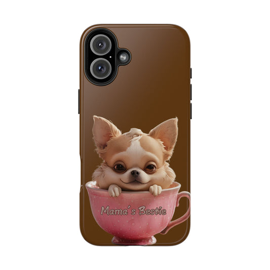 Cute Chihuahua Tough Phone Case - 'Mama's Bestie' Design
