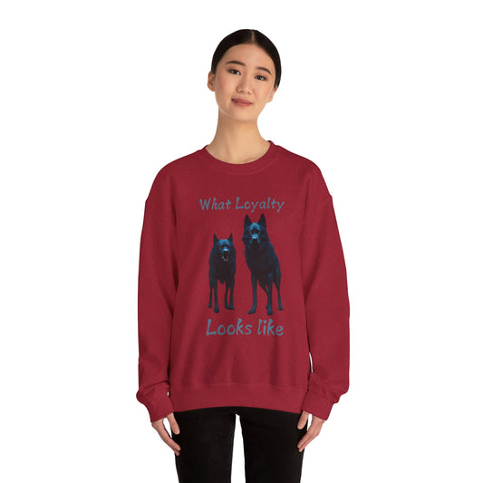 🐾 Funny Dog Lover Red Sweatshirt – "What Loyalty Looks Like" Design for Dog Owners & Pet Lovers