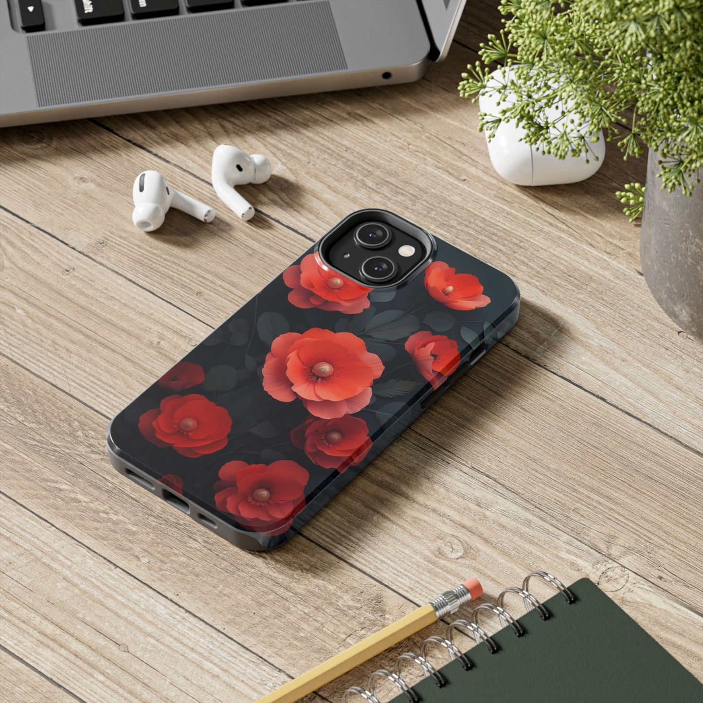 Vibrant Floral Tough Phone Case - Durable Protection with Gorgeous Red Poppies for iPhones & Androids 🌺📱