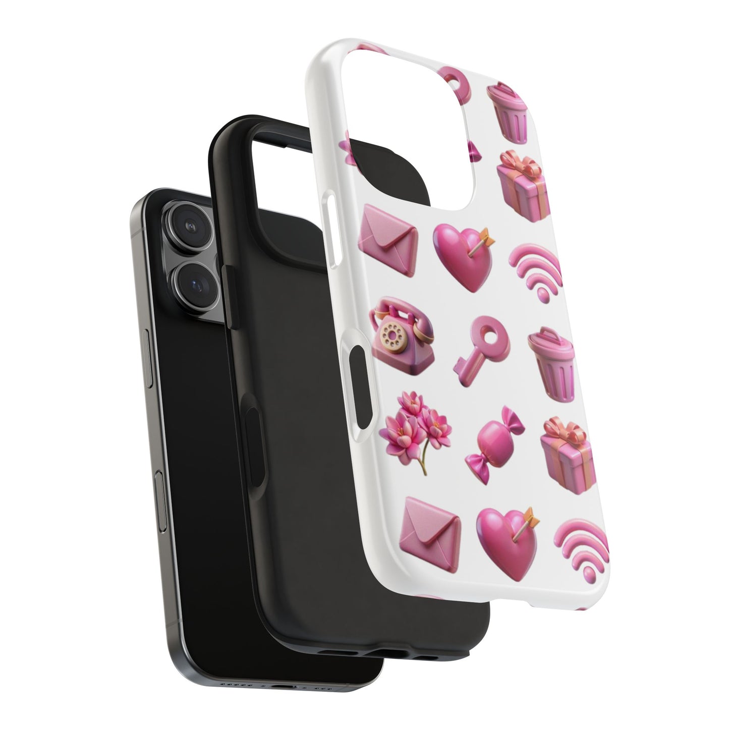 Cute and Colorful Tough Phone Case - Pink Emojis Design