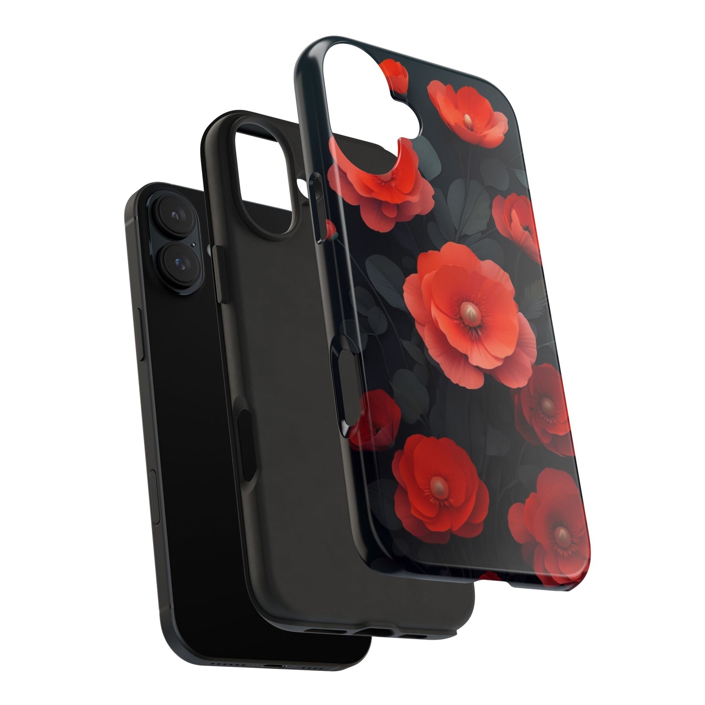 Vibrant Floral Tough Phone Case - Durable Protection with Gorgeous Red Poppies for iPhones & Androids 🌺📱