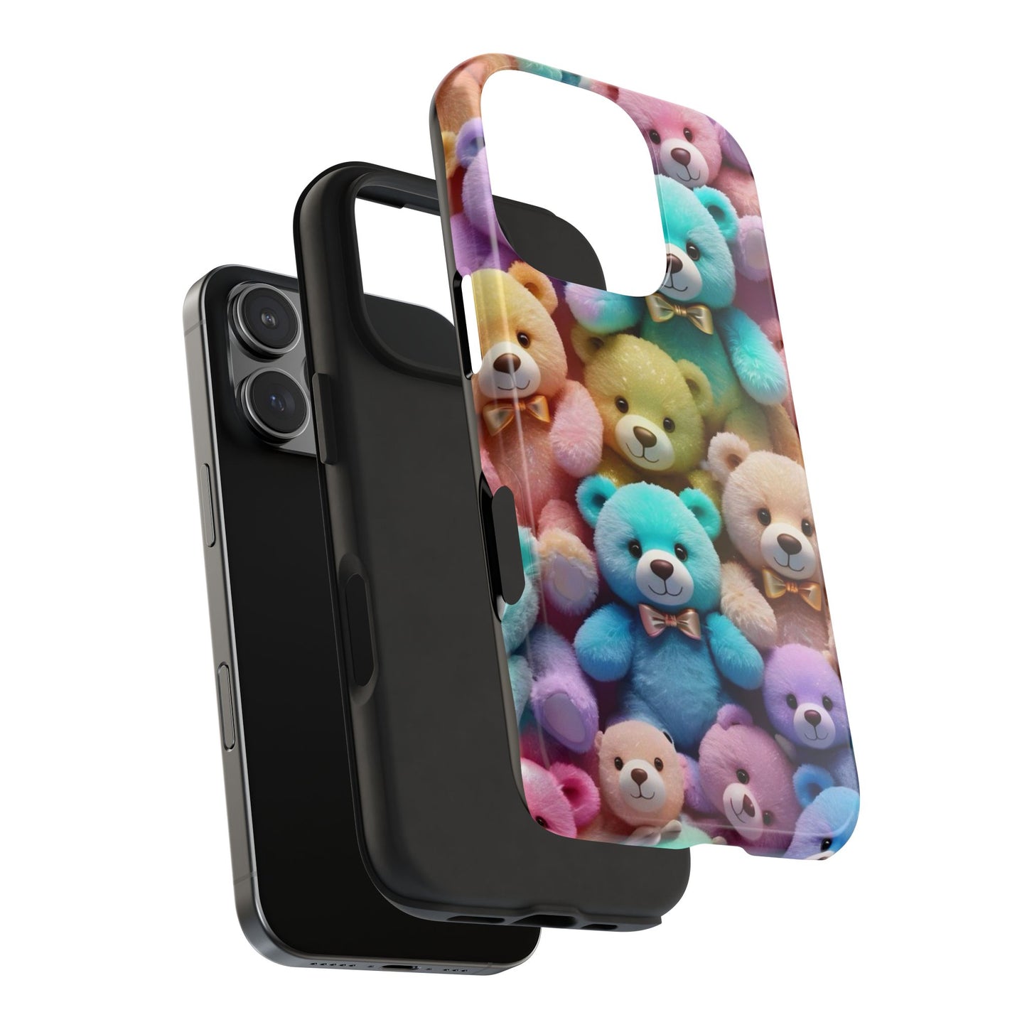 "Cute Teddy Bear Tough Phone Case – Colorful Plush-Inspired Protective Cover for iPhone & Android"