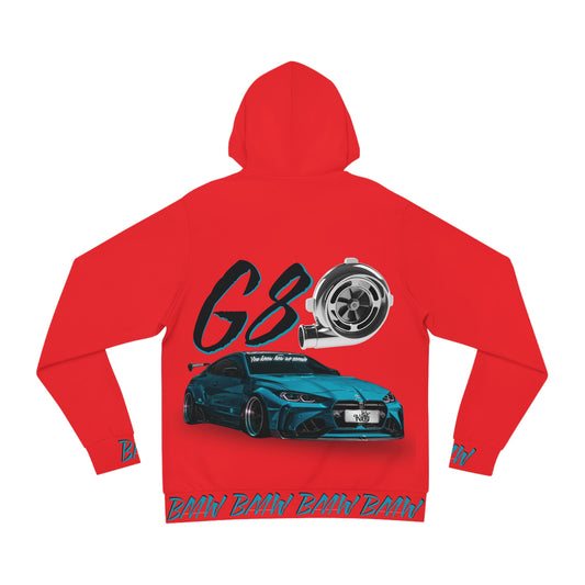 🔥 G80 BMW Turbocharged Hoodie – Bold Red Performance Streetwear for Car Enthusiasts 🚗💨