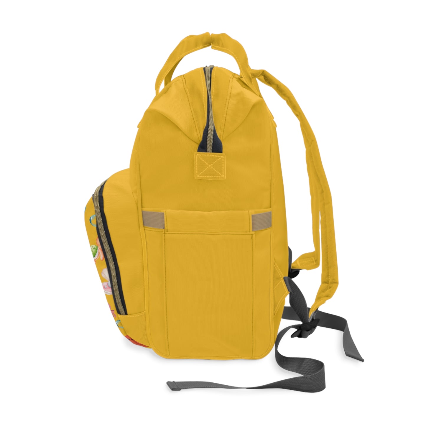 Bright Yellow Baby Mom Diaper Backpack with Ocean Theme | Perfect Baby Shark Bag for Moms 🌊👶