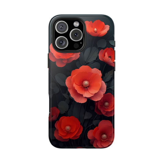 Vibrant Floral Tough Phone Case - Durable Protection with Gorgeous Red Poppies for iPhones & Androids 🌺📱