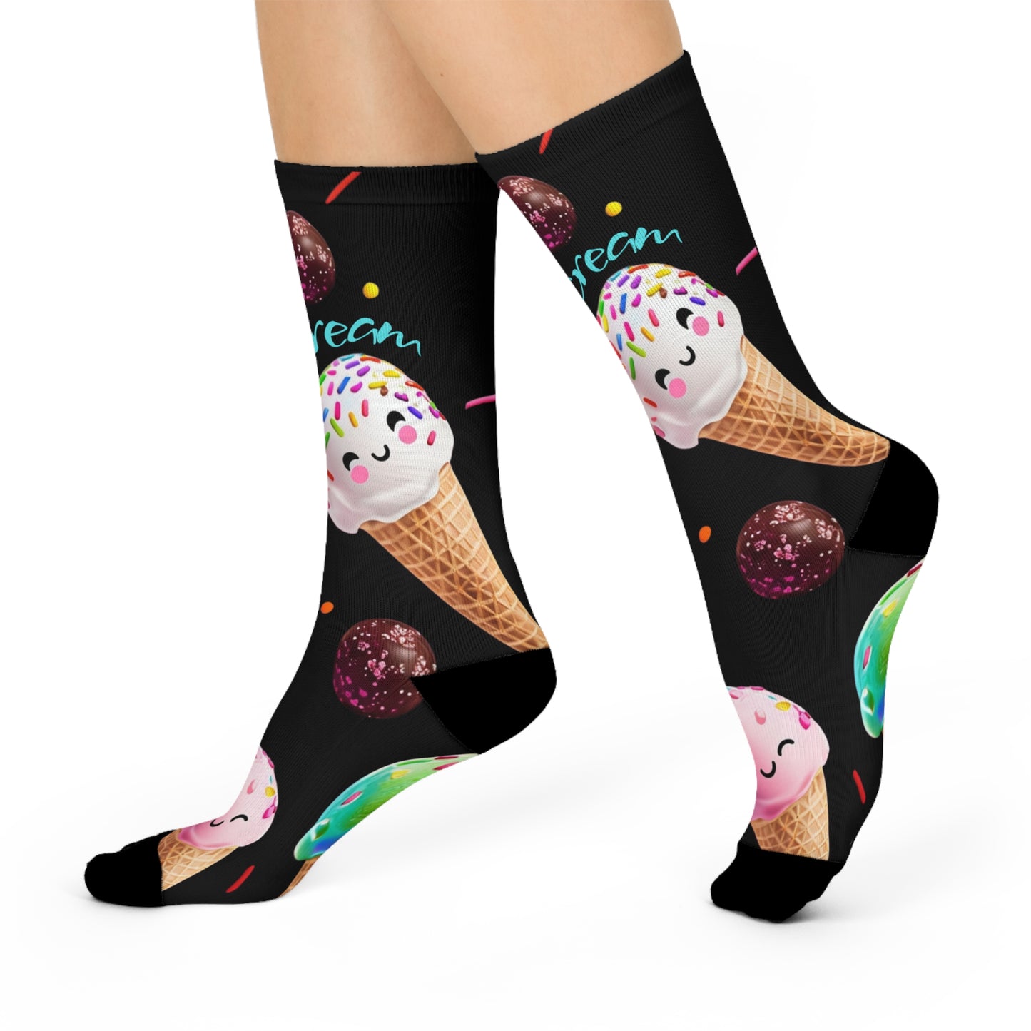 Cushioned Crew Socks Cute Ice Cream