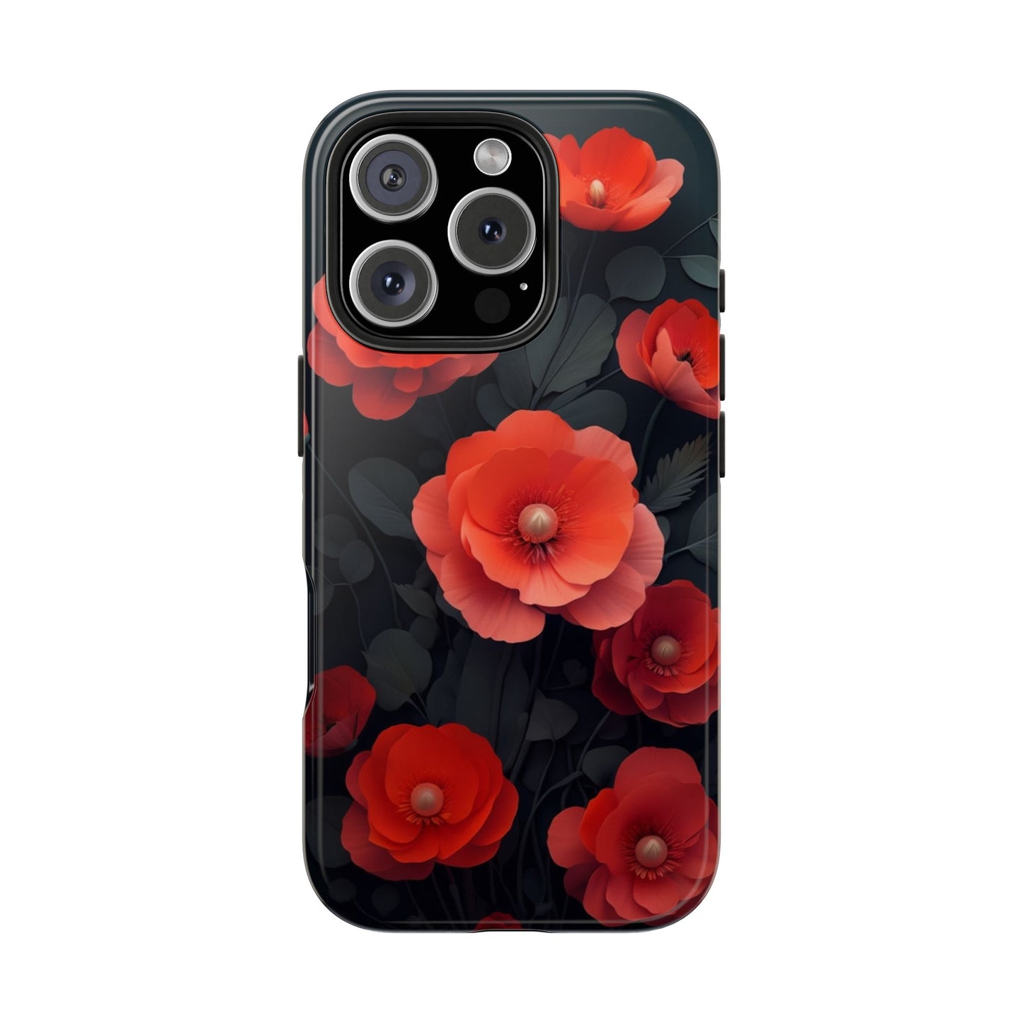 Vibrant Floral Tough Phone Case - Durable Protection with Gorgeous Red Poppies for iPhones & Androids 🌺📱